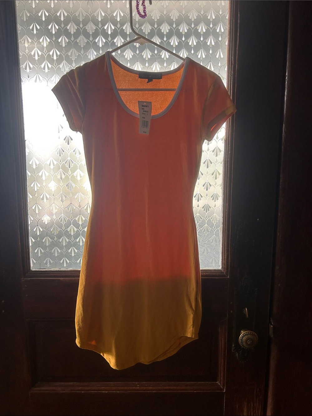 Derek Heart Short Sleeve Scoop Neck dress in Yellow
